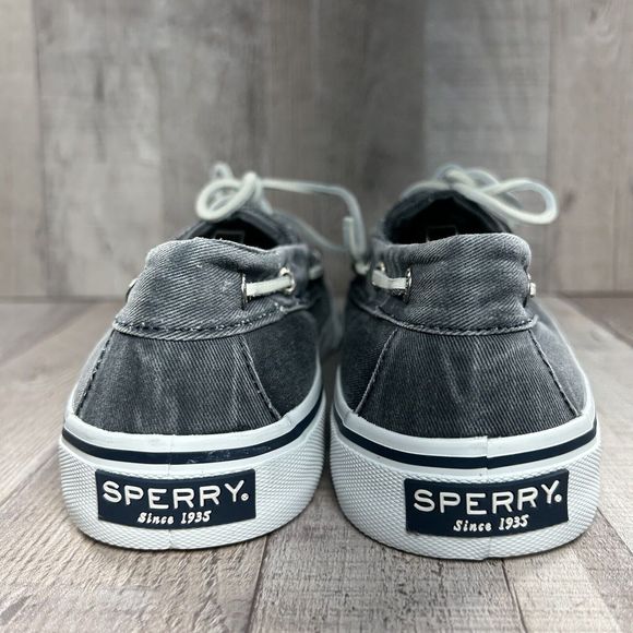 Sperry Men's Bahama II Boat Shoes Sneakers Canvas Denim Salt Washed Gray Size 9 - Picture 9 of 12